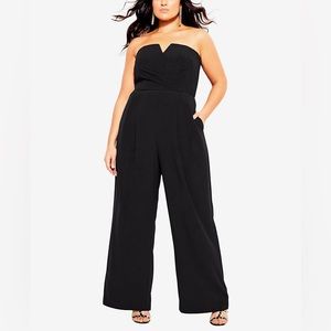 NWT City Chic So Sassy Strapless Jumpsuit Plus 18W Med Black Formal Cocktail